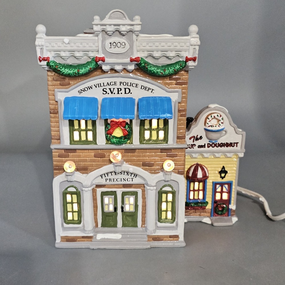 Dept 56 Snow "Village Police Station" w/ Light Tested Excellent Condition